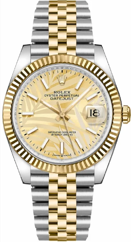 Rolex Datejust 36mm Steel and Yellow Gold  Fluted Palm Dial Jubilee Bracelet (Ref# 126233)