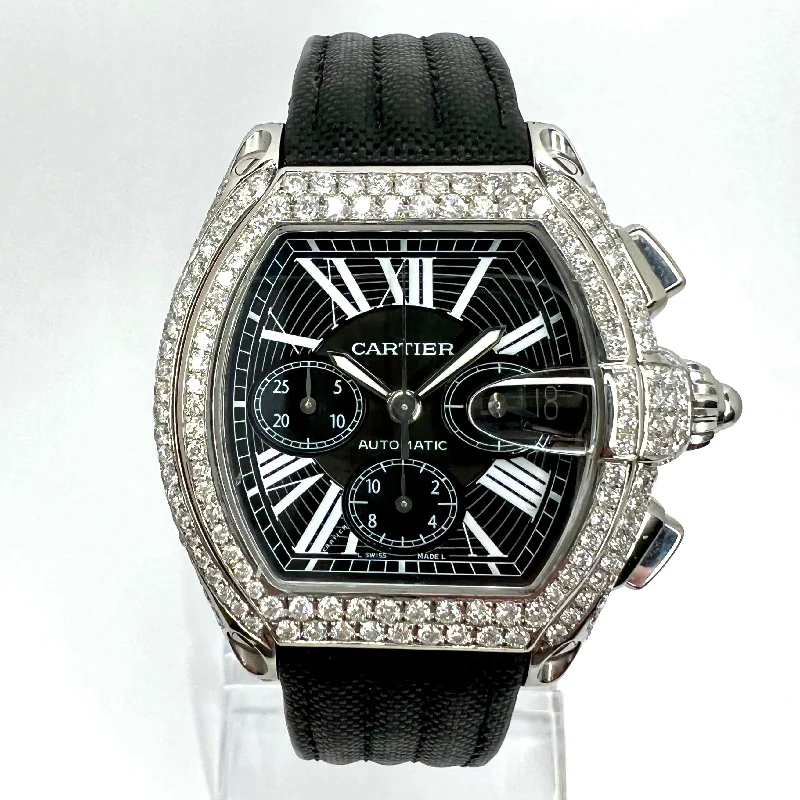 CARTIER ROADSTER 2618 Automatic 42mm Steel ~5.5TCW Diamond Watch