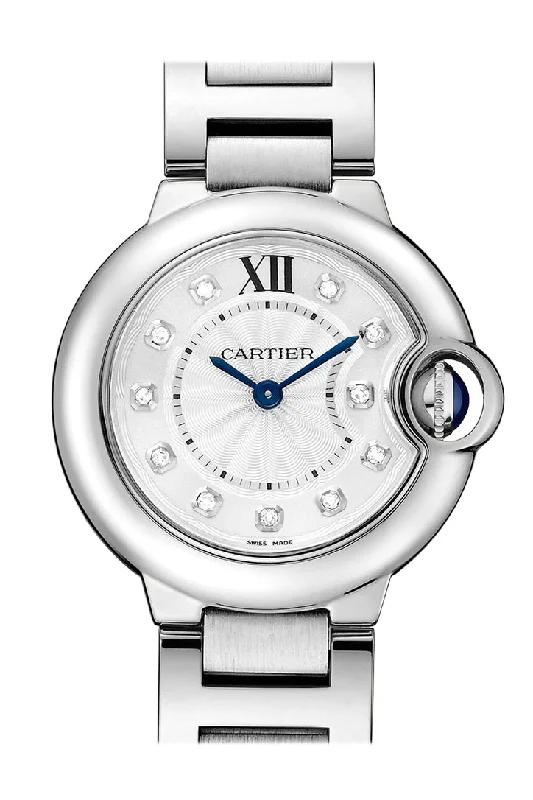 Cartier Ballon Bleu de Cartier Watch - 28 mm Steel Case Silver Diamond Dial W4BB0029