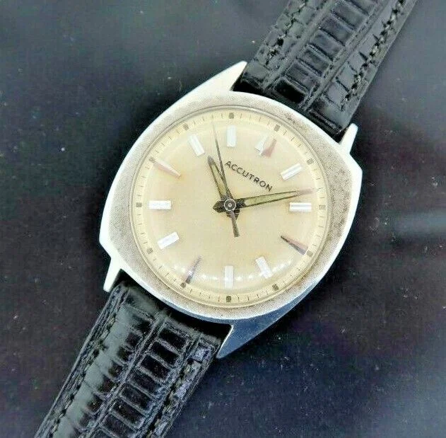 Vintage Bulova Accutron Tilty / Football 214 Tuning Fork Men's Watch Keeps Time