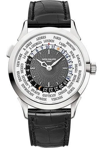 Patek Philippe 38.5mm World Time Complicated Watch Gray Dial 5230G