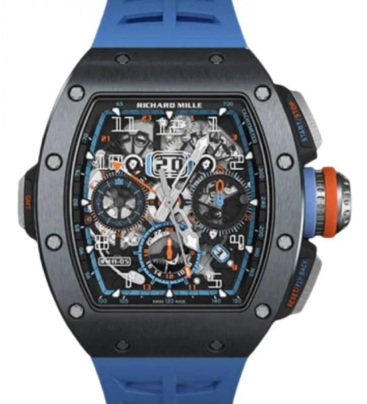 Richard Mille Automatic Winding Flyback Chronograph GMT Grey Cermet Blue RM 11-05 - BRAND NEW