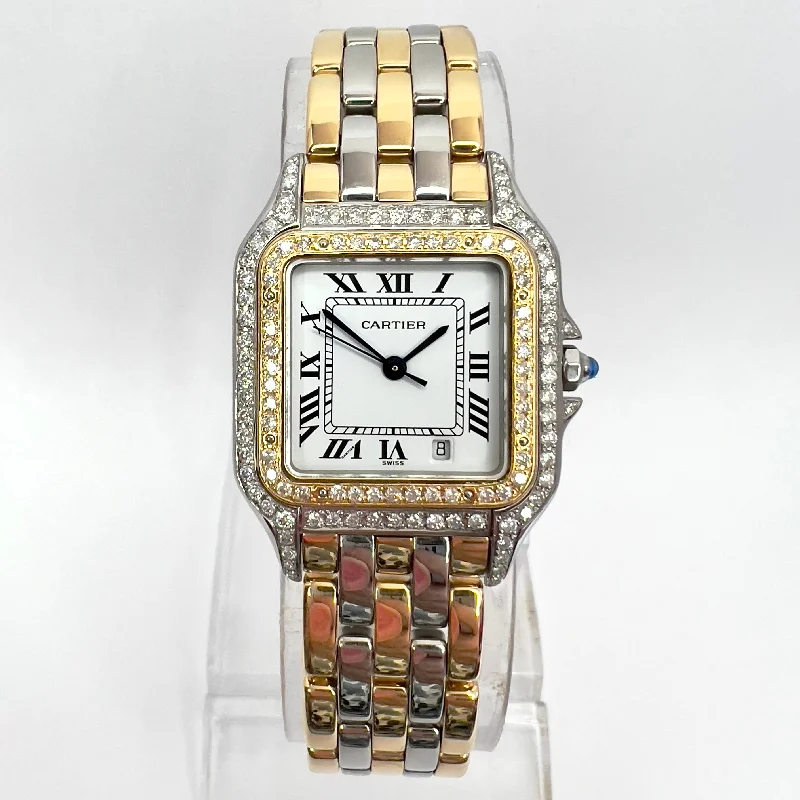 CARTIER PANTHERE Quartz 27mm 3 Row Gold 1.25TCW DIAMOND Watch