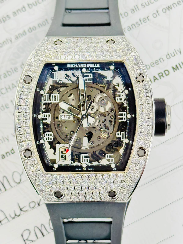 Richard Mille RM 010 REF. RM010 AN WG 18k White Gold Factory Diamonds Box and Papers 2019 MINT