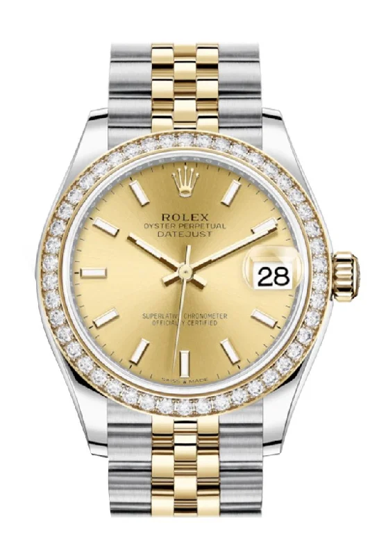 Rolex Datejust 31 Champagne Dial Diamond Bezel Yellow Gold Two Tone Jubilee Watch 278383RBR 278383