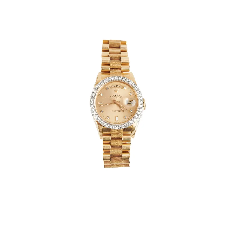 Rolex 36mm President 18k Yellow Gold with Aftermarket Diamonds Watch