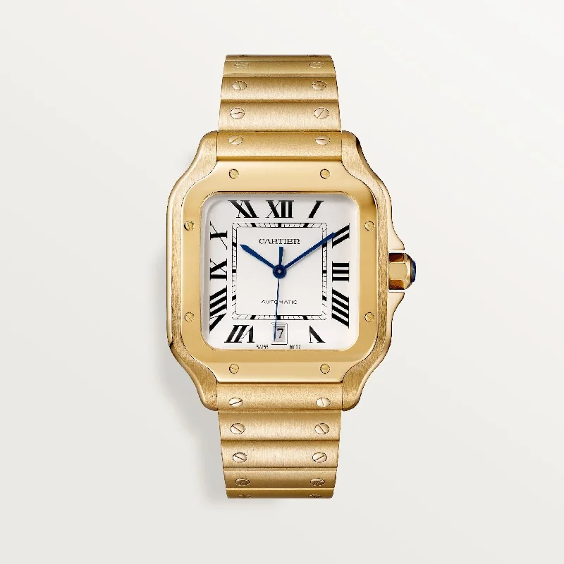 Cartier Santos De 39.8 mm WGSA0029 Silvered Opaline Dial Yellow Gold