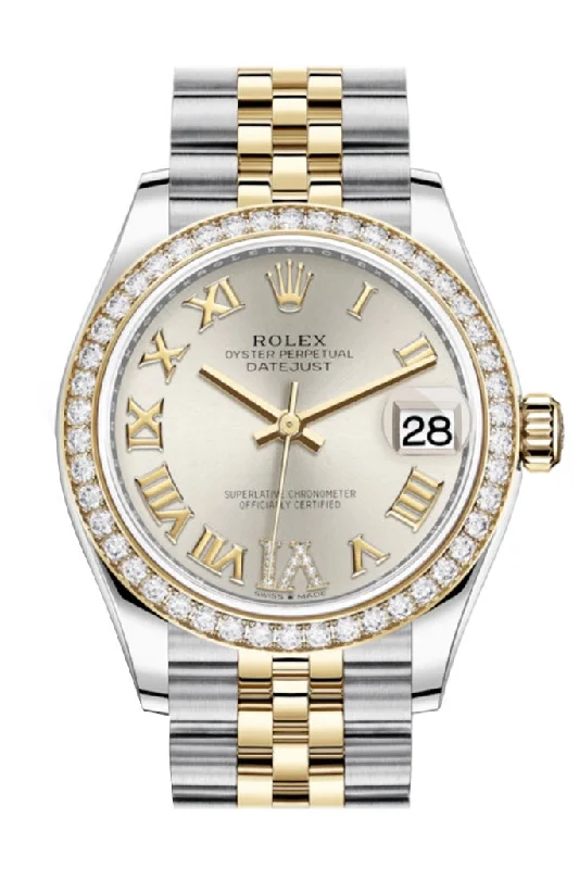 Rolex Datejust 31 Silver VI Diamonds Dial Diamond Bezel Yellow Gold Two Tone Jubilee Watch 278383RBR 278383