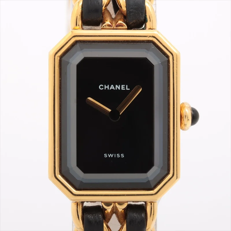 Chanel Première M Vintage Black Face Gold Watch