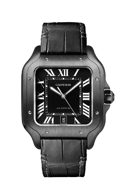 Cartier Santos de Cartier Watch  39.8 mm Steel  Black Dial  Watch WSSA0039