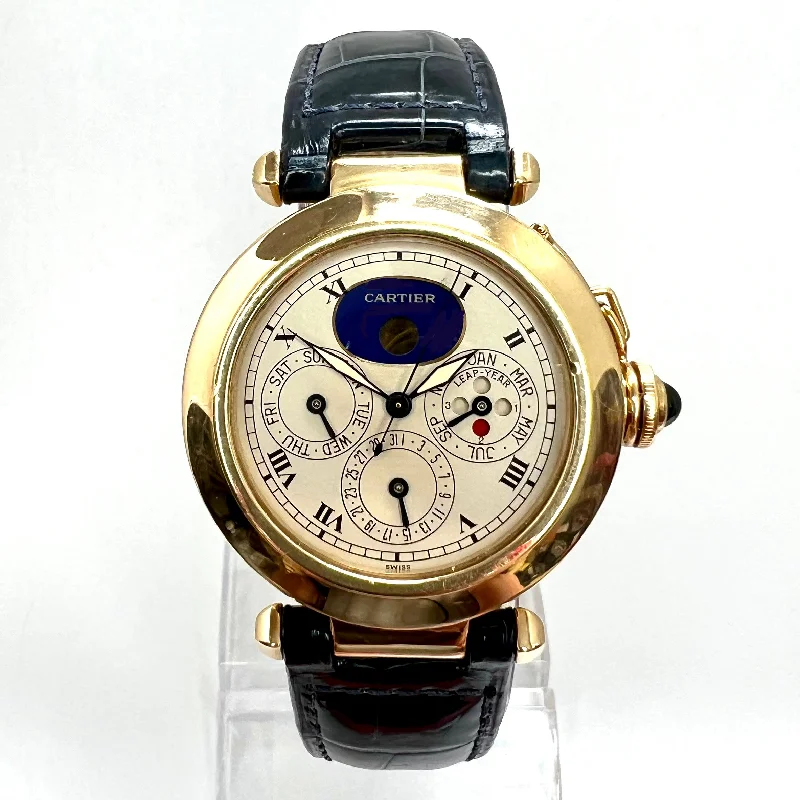 CARTIER PASHA 38mm Quartz Perpetual Calender Moonphase 18K Yellow Gold Watch