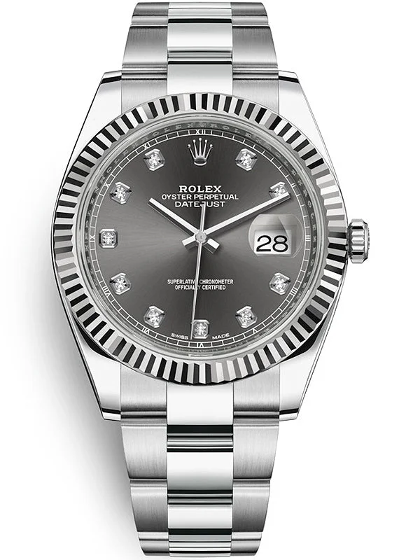 Rolex Datejust 41 18k White Gold & Steel/ Dark Rhodium Diamond Dial Oyster (Reference # 126334)