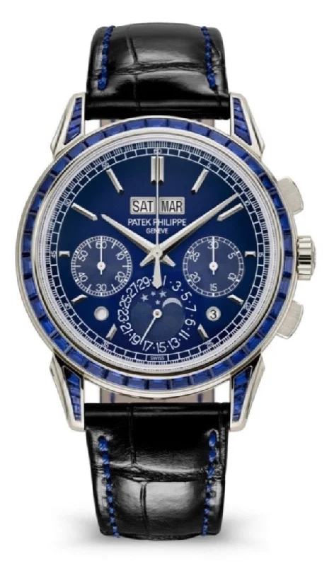 Patek Philippe Perpetual Calendar Chronograph Grand Complications Perpetual Calendar Chrono Platinum Baguette Blue Sapphires 5271/11P