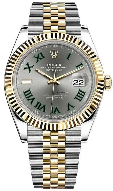 Rolex Datejust 41 Two-Tone Yellow Gold & Stainless Steel - Grey Slate Roman Wimbledon Dial - Fluted Bezel - Jubilee Bracelet (Ref# 126333)