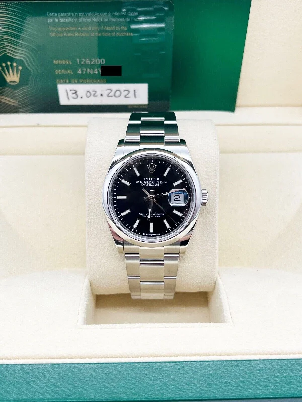 Rolex 126200 Datejust 36mm Black Dial Stainless Steel Box Paper 2021