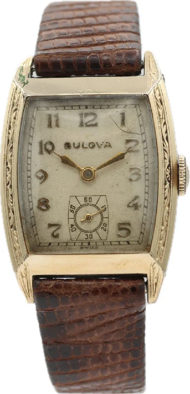 Vintage Bulova Tank Style Men's Mechanical Wristwatch 10AB Chrome & Gold Filled