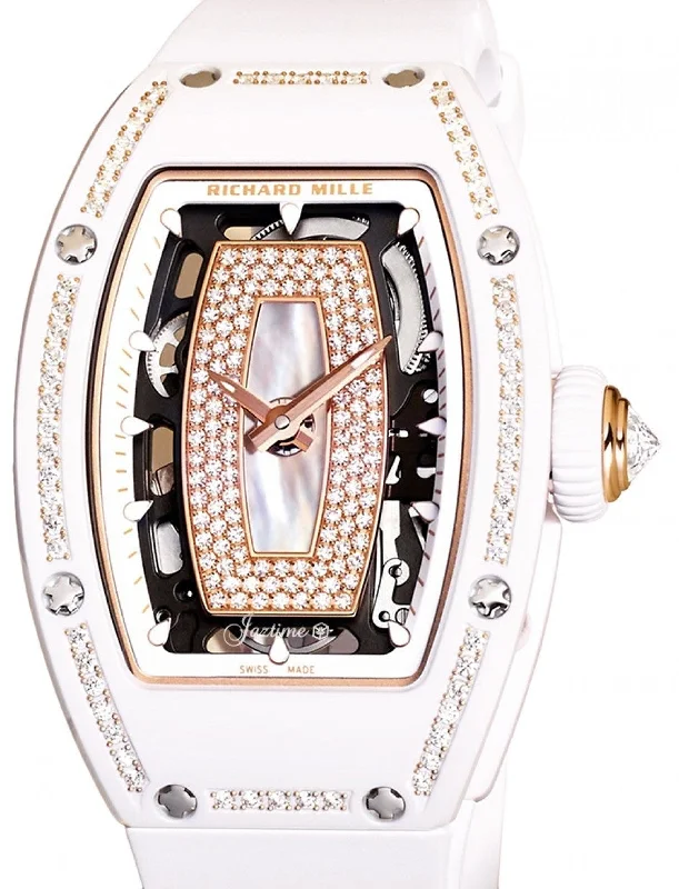 Richard Mille Automatic Winding White Ceramic Diamond Bezel Diamond Jasper Mother of Pearl Dial RM 07-01 - BRAND NEW