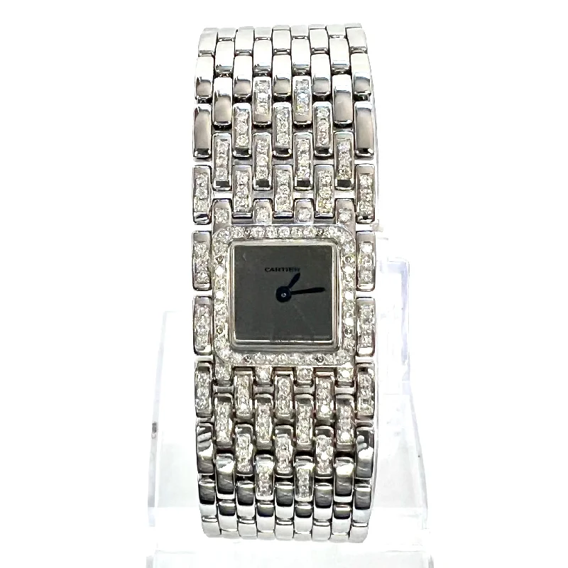 CARTIER Panthere RUBAN Quartz 21mm Steel 1.32TCW DIAMOND Watch