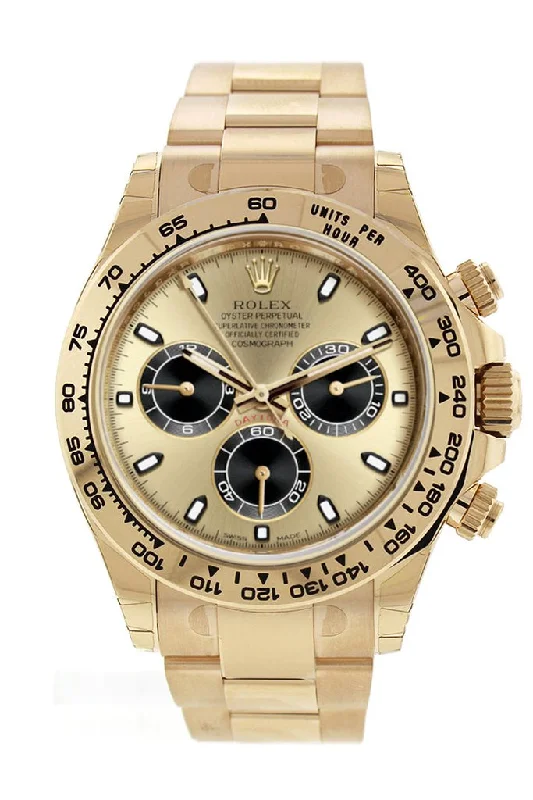 Rolex Daytona Black and Champagne Dial Men's 18kt Yellow Gold Oyster Watch 116508