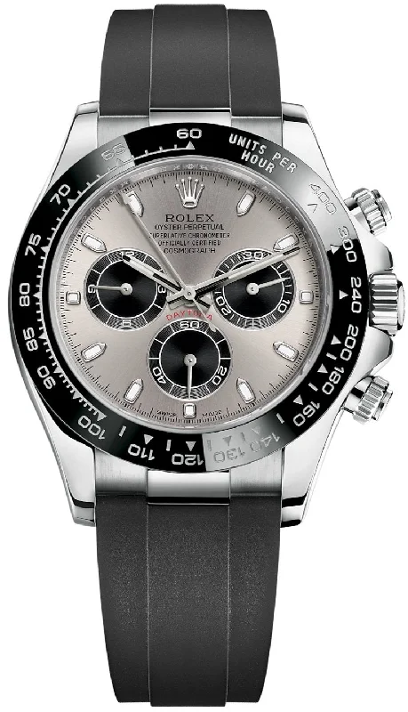 Rolex Daytona 40 White Gold Steel Grey Index Dial Black Sub-Dials Oysterflex (Ref# 116519LN)