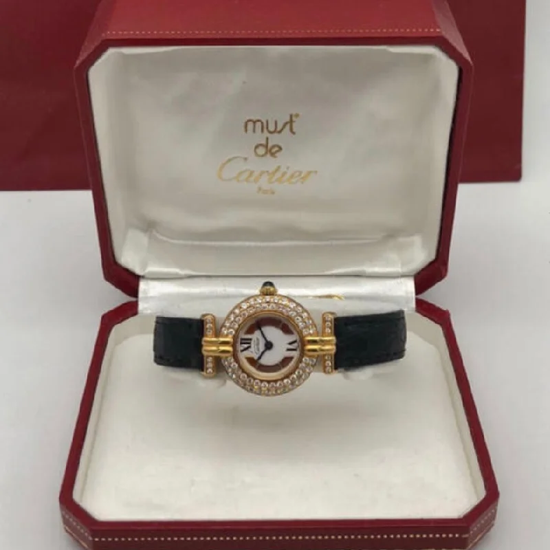 CARTIER VERMEIL COLISÈE Quartz 24mm GP Silver 0.67TCW DIAMOND Watch