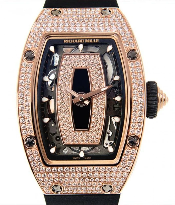 Richard Mille Lady Rose Gold Full Set Diamond Onyx Dial RM 07-01