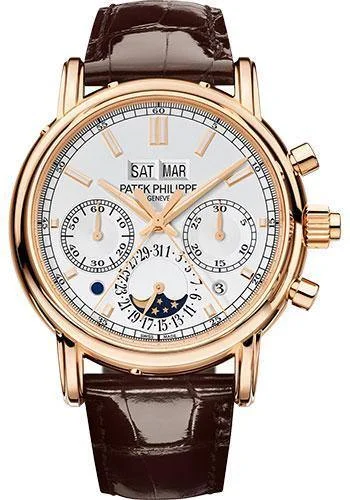 Patek Philippe 40.2mm Grand Complications Split Seconds Chronograph Pertetual Calendar Watch Silver Dial 5204R