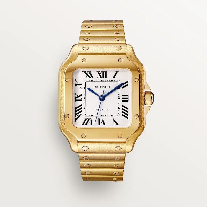 Cartier Santos De 35.1 mm WGSA0030 Silvered Opaline Dial Yellow Gold