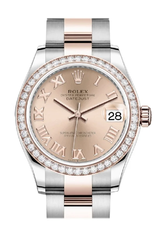 Rolex Datejust 31 RosŽ Roman Dial Diamond Bezel Rose Gold Two Tone Watch 278381RBR 278381