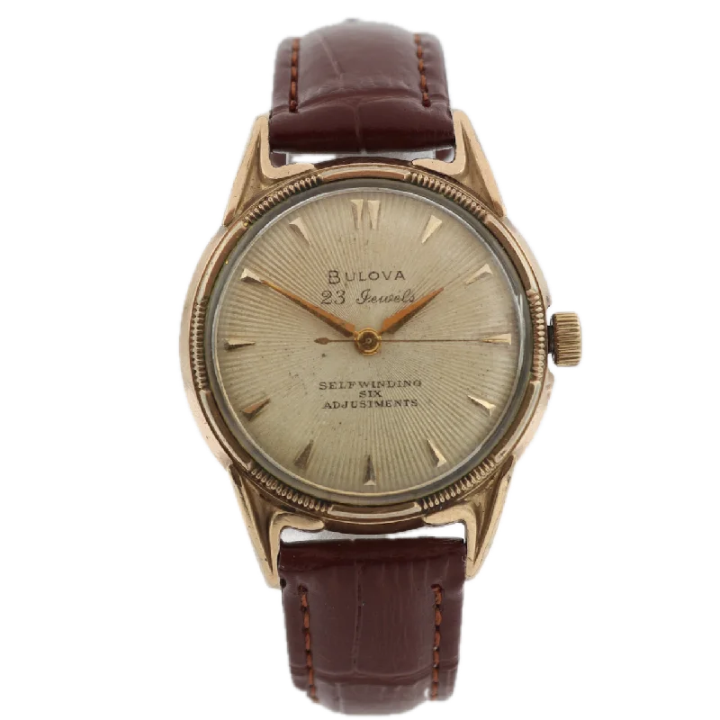 Vintage 1956 Bulova Sunburst Men's Automatic Wristwatch 10 BPAC 10k RGP & Steel