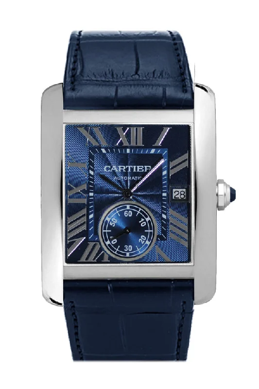 Cartier Tank MC Blue Dial Stainless Steel Men's Watch WSTA0010