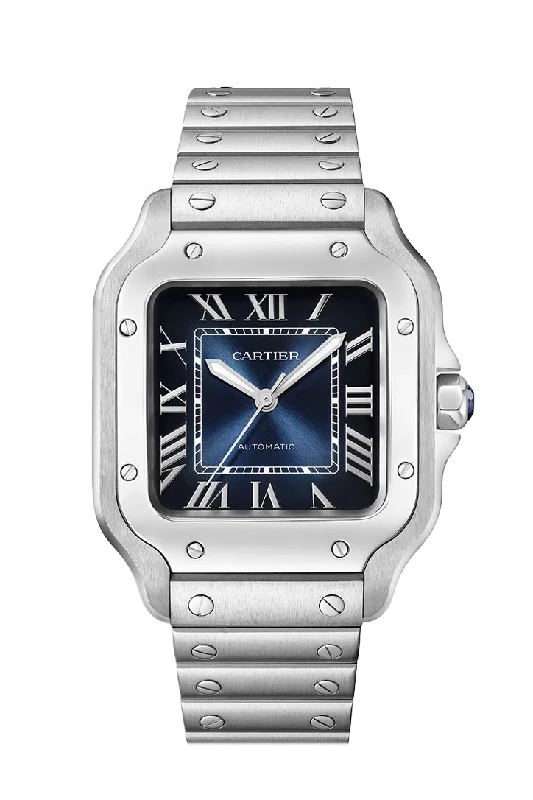 Cartier Santos de Cartier Blue Dial Watch  35.1 mm Steel Case  WSSA0063