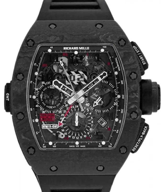 Richard Mille Automatic Flyback Chronograph Dual Time Zone Jet Black Carbon NTPT RM 11-02