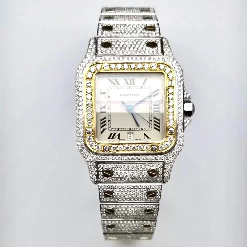 CARTIER SANTOS GALBEE 29mm Quartz 2 Tone 10.20TCW Diamond Watch