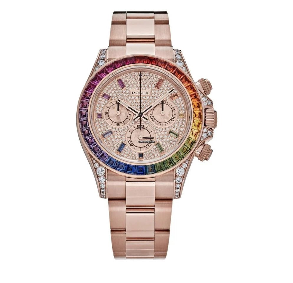 Rolex Cosmograph Everose Daytona Factory Diamond Rainbow Edition Ref# 116595RBOW)