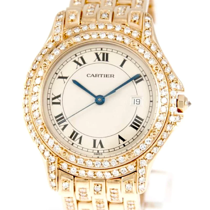 CARTIER COUGER 27mm 18K Yellow Gold Diamond Watch