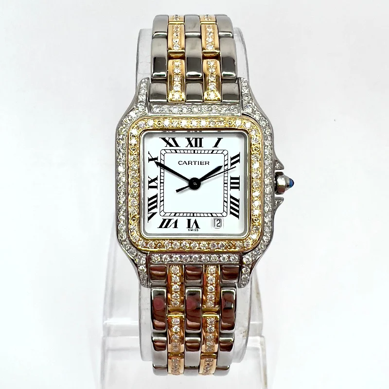 CARTIER PANTHERE Quartz 27mm 2 Row Gold 3.5TCW DIAMOND Watch