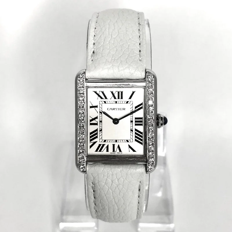 CARTIER TANK SOLO 24mm Steel Watch 0.62TCW Diamonds