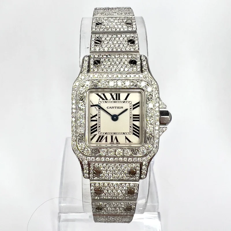 CARTIER SANTOS GALBEE 24mm Quartz Steel 6.36TCW Diamond Watch