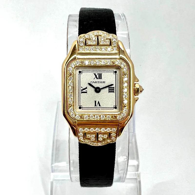 CARTIER PANTHERE Art Deco 23mm Quartz 18K Yellow Gold ~1.15TCW Diamond Watch