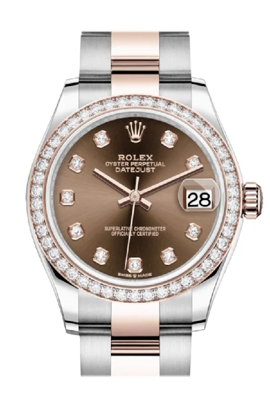 Rolex Datejust 31 Chocolate Diamonds Dial Diamond Bezel Rose Gold Two Tone Watch 278381RBR 278381