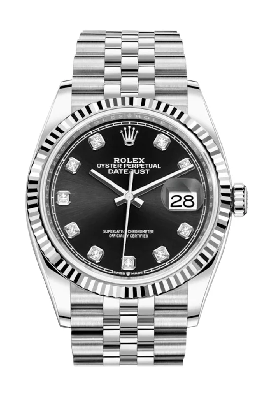 Rolex Datejust 36 Black Diamond Dial Automatic Jubilee Watch 126234