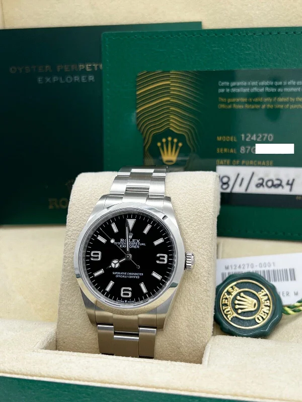 2024 Rolex 36mm 124270 Explorer Black Dial Stainless Steel Box Paper