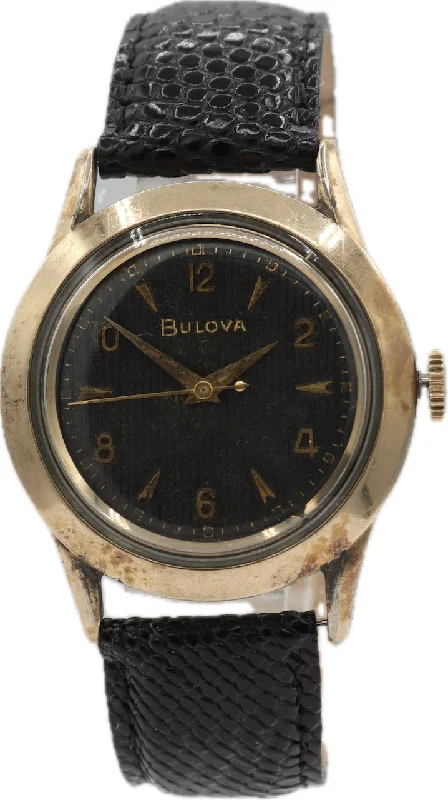 Vintage 34mm 1956 Bulova Tapestry Dial Men's Mechanical Wristwatch Gold Tone