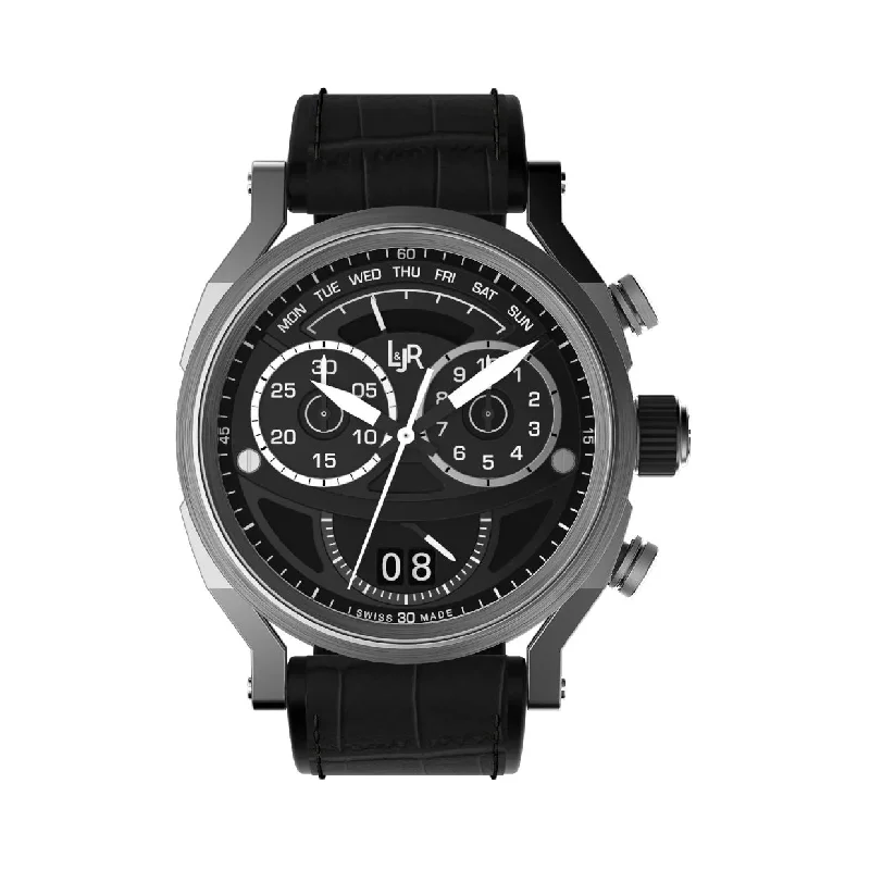 L&Jr Men's Watch Chronograph Day and Date Black S1502