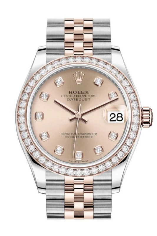 Rolex Datejust 31 RosŽ Diamonds Dial Diamond Bezel Rose Gold Two Tone Jubilee Watch 278381RBR 278381