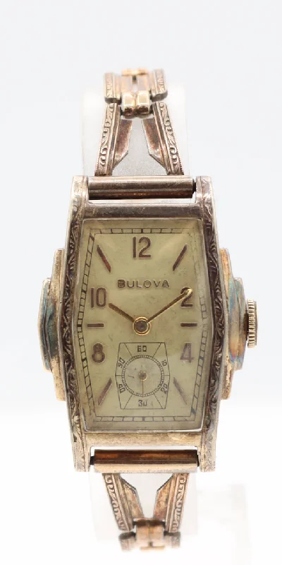 Vintage Bulova Art Deco Style Men's Mechanical Wristwatch 10 AE USA 10k RGP