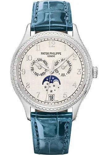 Patek Philippe 38mm Ladies Complications Annual Calender Watch Silver Dial 4947G