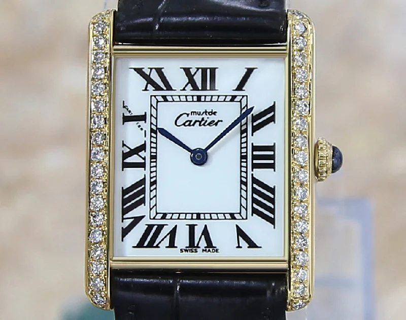 Cartier Tank Diamond Unisex Luxury Top Quality Pristine Watch