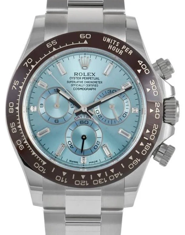 Rolex Daytona Platinum 40mm Ice Blue Diamond Baguette Dial (Ref # 116506)